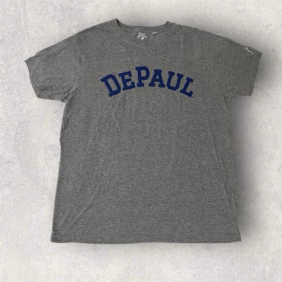 League Collegiate DePaul Blue Demons T Shirt Size Large Gray Short Sleeve - Picture 1 of 8